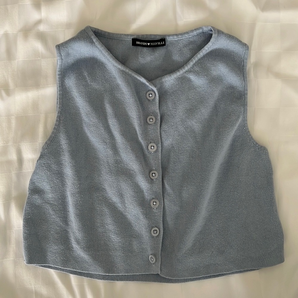 BRANDY MELVILLE LIGHT BLUE CROP SWEATER TANK